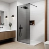 Kép 1/5 - Walk-in Black zuhanyfal, füstüveggel 80, 200cm, 8mm