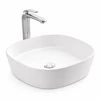 Obraz 1/3 -BERGAMO || umywalka nablatowa slim, ceramika, biały, zaokrąglony kształt
