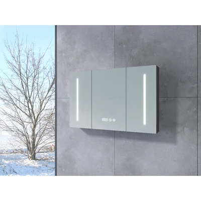 Vicenza || Matowa antracytowo-szara trzydrzwiowa szafka z lustrem z oświetleniem LED, 100 cm