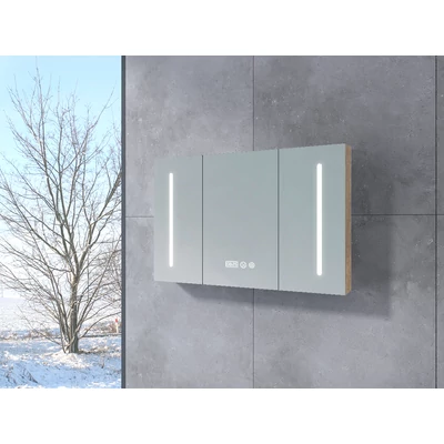 Vicenza Sonoma Třídveřová skříň se zrcadlem, LED 100 cm