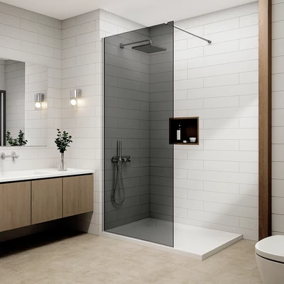 Walk-in Chrome ścianka prysznicowa, z przydymionym szkłem 80, 200cm, 8mm
