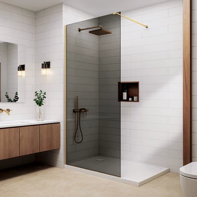 Walk-in Gold ścianka prysznicowa, z przydymionym szkłem 80, 200cm, 8mm