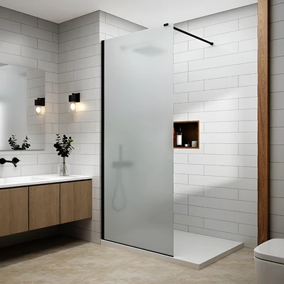 Walk-in Black ścianka prysznicowa, ze szkłem matowym, trawionym kwasem 50, 200cm, 8mm