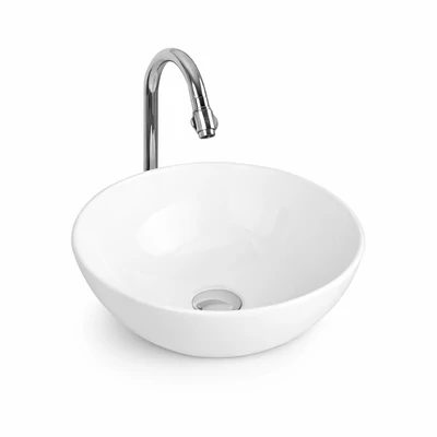 PARMA || umywalka nablatowa, ceramika, biały, okrągły