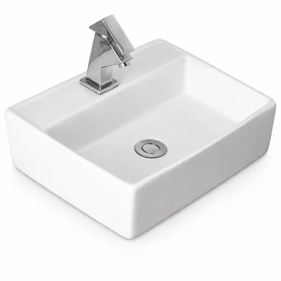 LINZ || umywalka nablatowa, ceramika, biały, kwadratowy