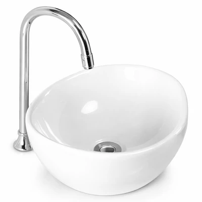 ASTI || głęboka umywalka nablatowa, ceramika, biały, okrągły