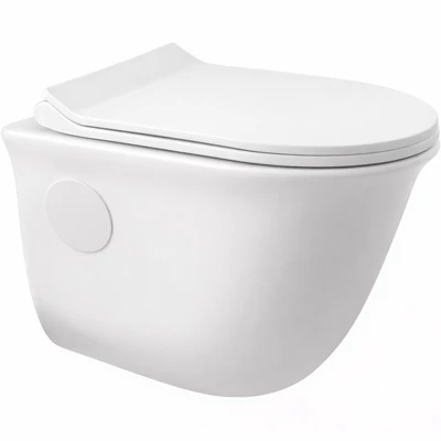 FRANKFURT || wiszący, miska WC z głębokim spłukiwaniem i deską WC slim, ceramika, biały