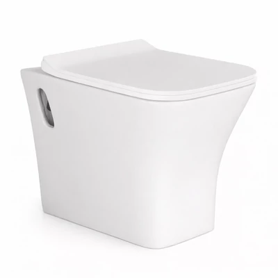 OSLO || wiszący, miska WC z głębokim spłukiwaniem i deską WC slim, ceramika, biały