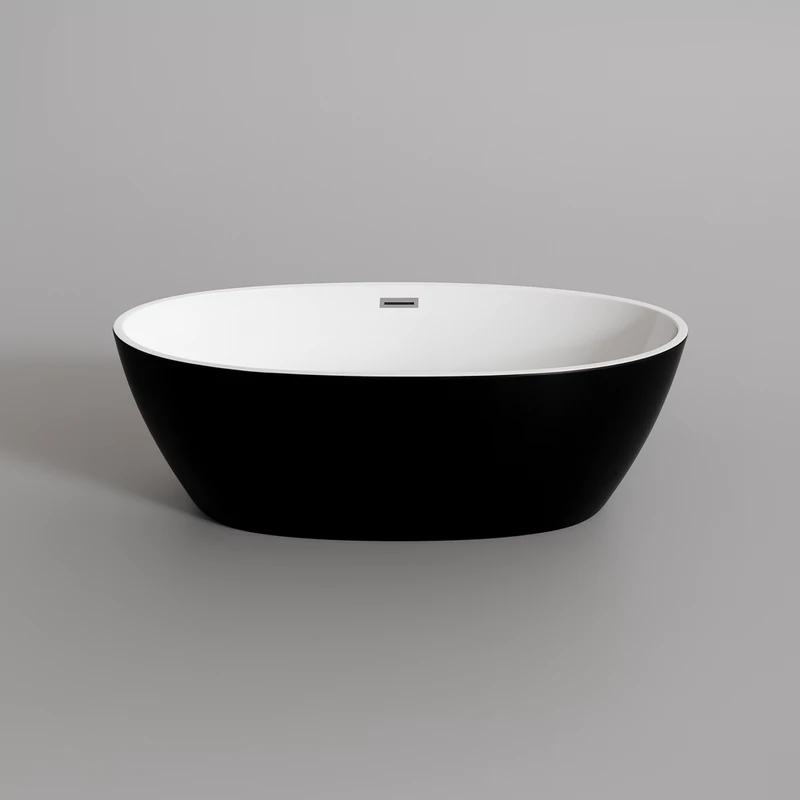 OVAL volně stojící vana, černobílá, 155x80x58 cm