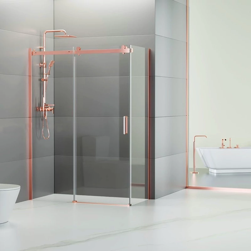 Milano Duo Rose Gold sprchová kabina 100x100, 195cm, 8mm
