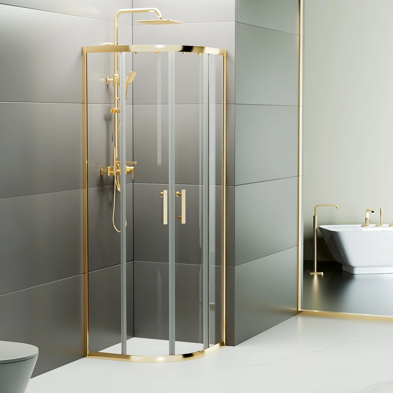 Murcia Gold zakřivená sprchová kabina 80x80, 190cm, 6mm NANO