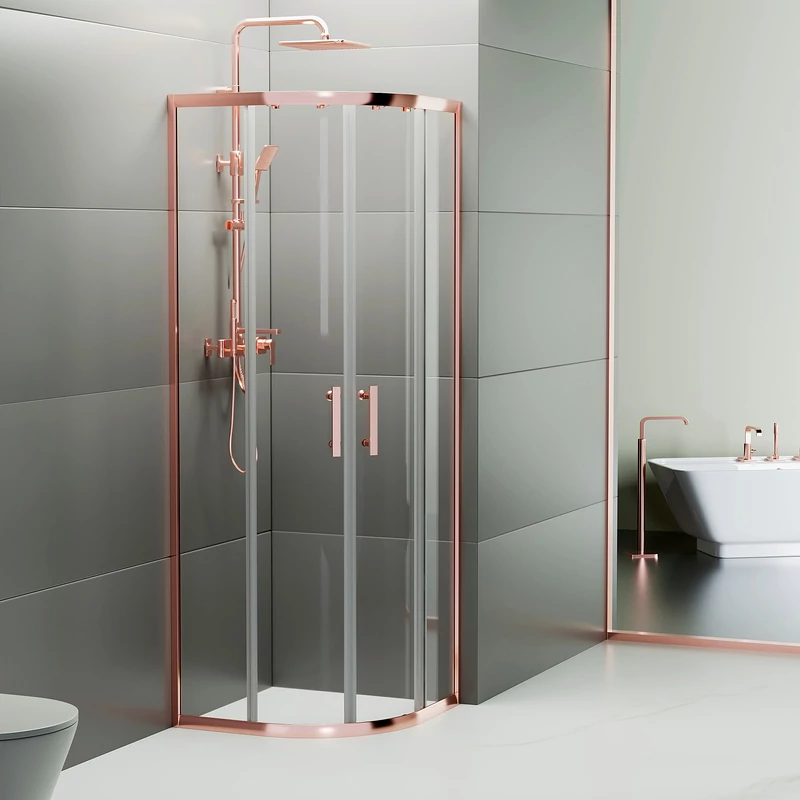 Murcia Rose Gold zakřivená sprchová kabina 80x80, 190cm, 6mm NANO