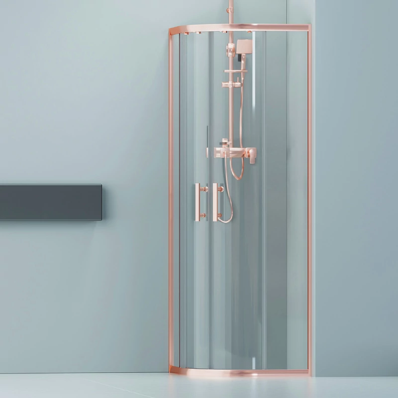 Murcia Rose Gold zakřivená sprchová kabina 80x80, 190cm, 6mm NANO