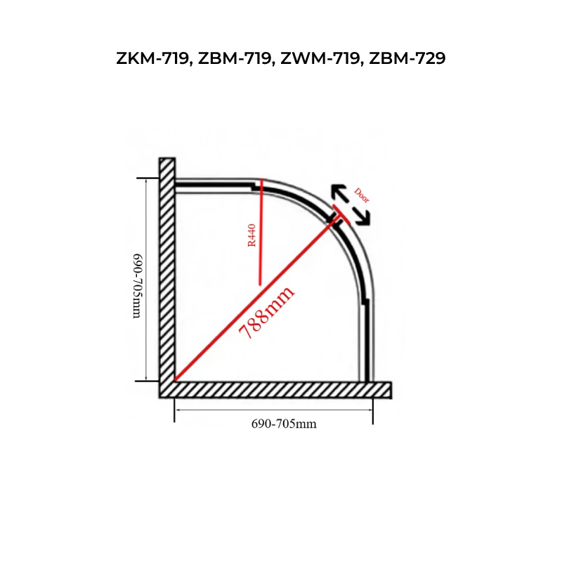 Avignon 6mm półokrągła kabina prysznicowa 70*70 190cm