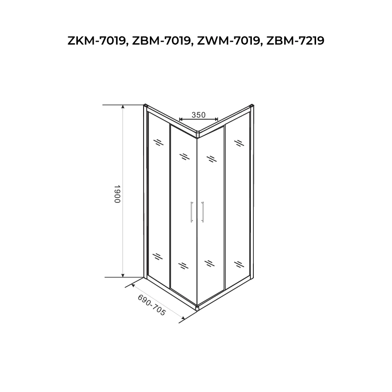 Toulon 6mm Sprchová kabina 70*70 190cm