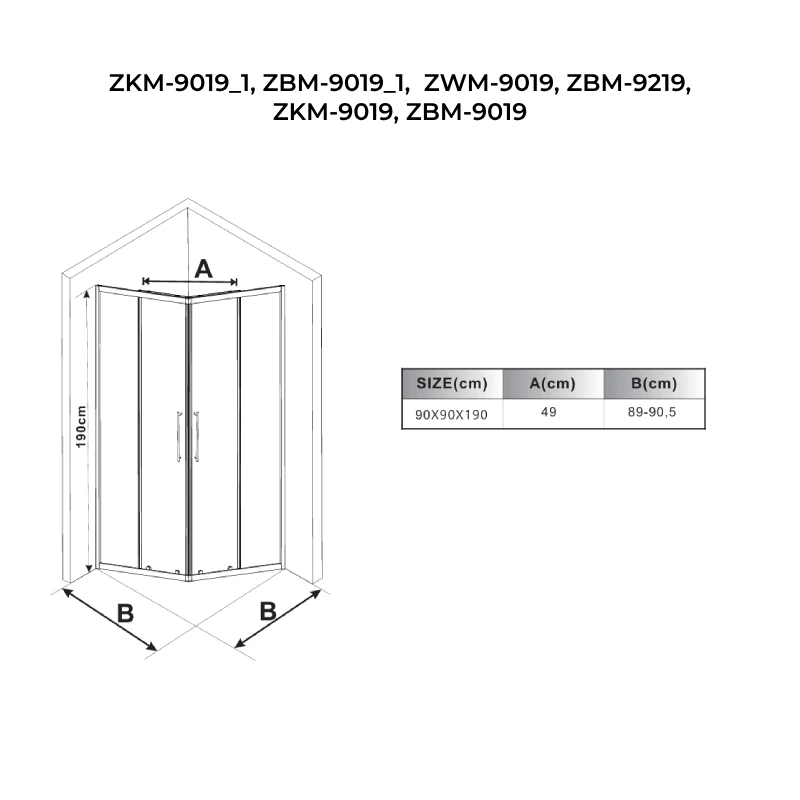 Toulon 6mm White kabina prysznicowa 90*90 190cm