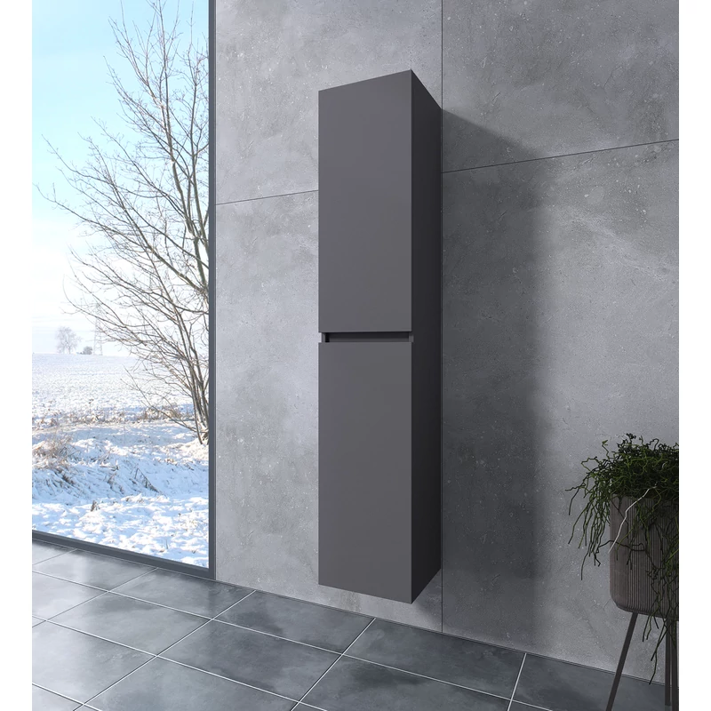 Burgundia || Matowa antracytowo-szara szafka łazienkowa