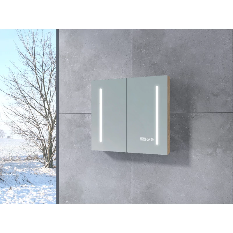 Sevilla Sonoma Dwudrzwiowa szafa z lustrem, LED 60 cm