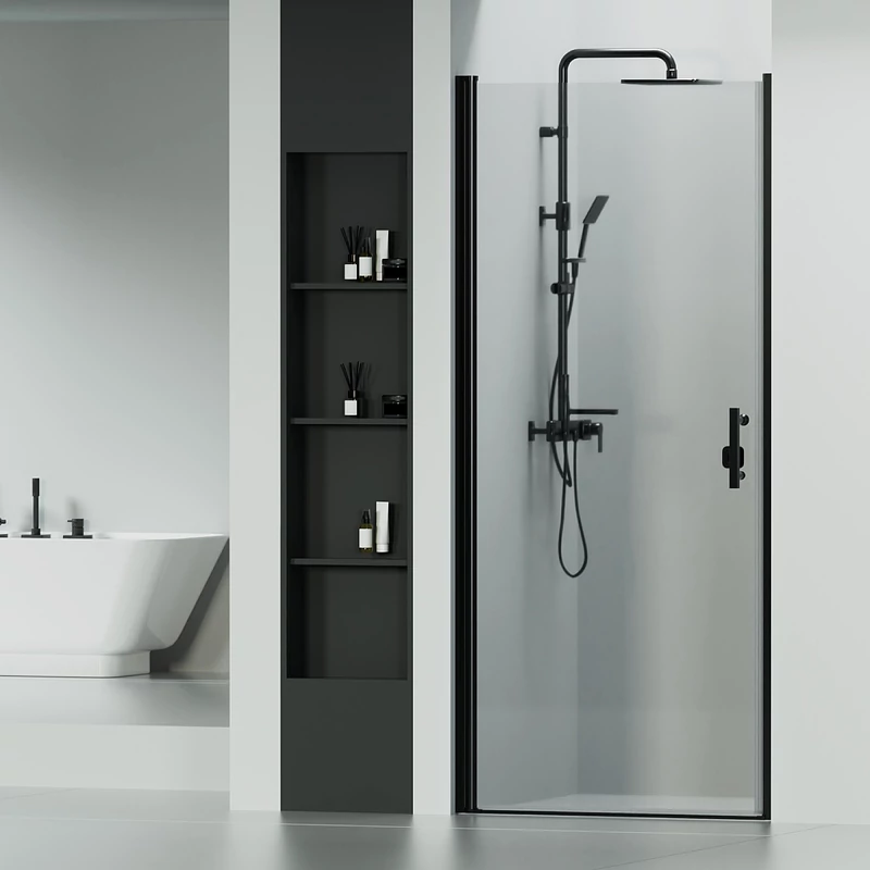 Madeira Black 80 otevírací sprchové dveře, 190cm, 6mm