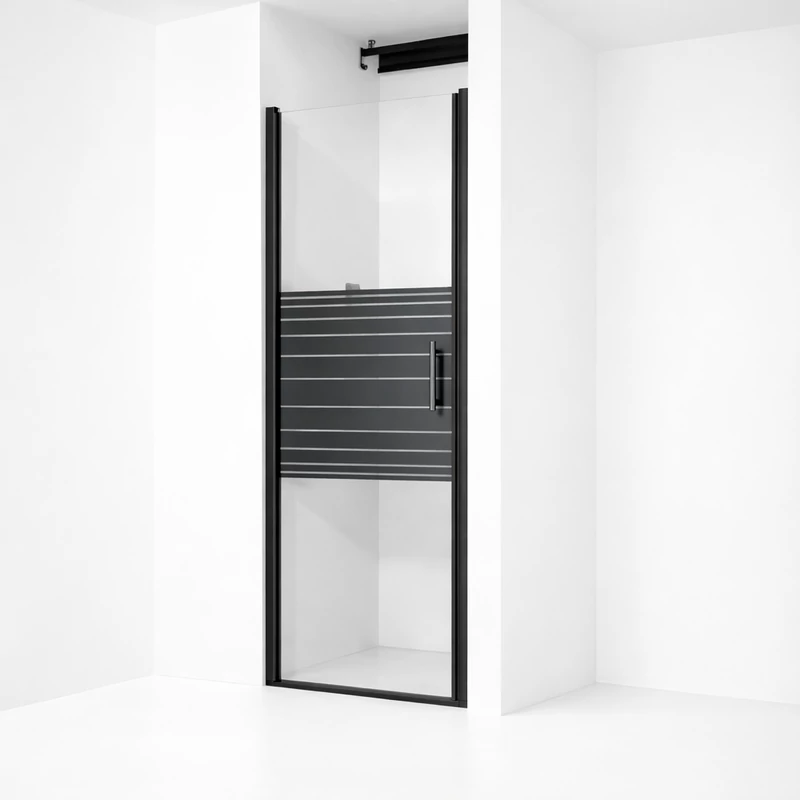 Madeira Black Pattern 80 otevírací sprchové dveře, 190cm, 6mm