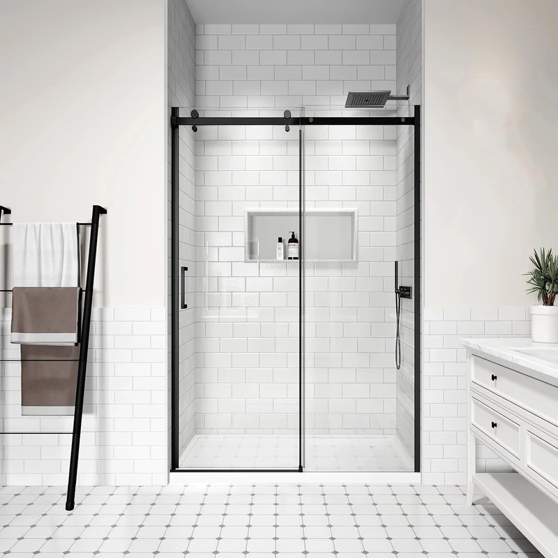 Milano Black drzwi prysznicowe przesuwne, 120x195cm, 8mm