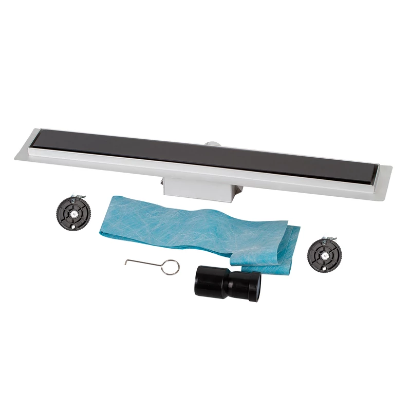 Granada sprchový žlab s černým sklem, 60 cm