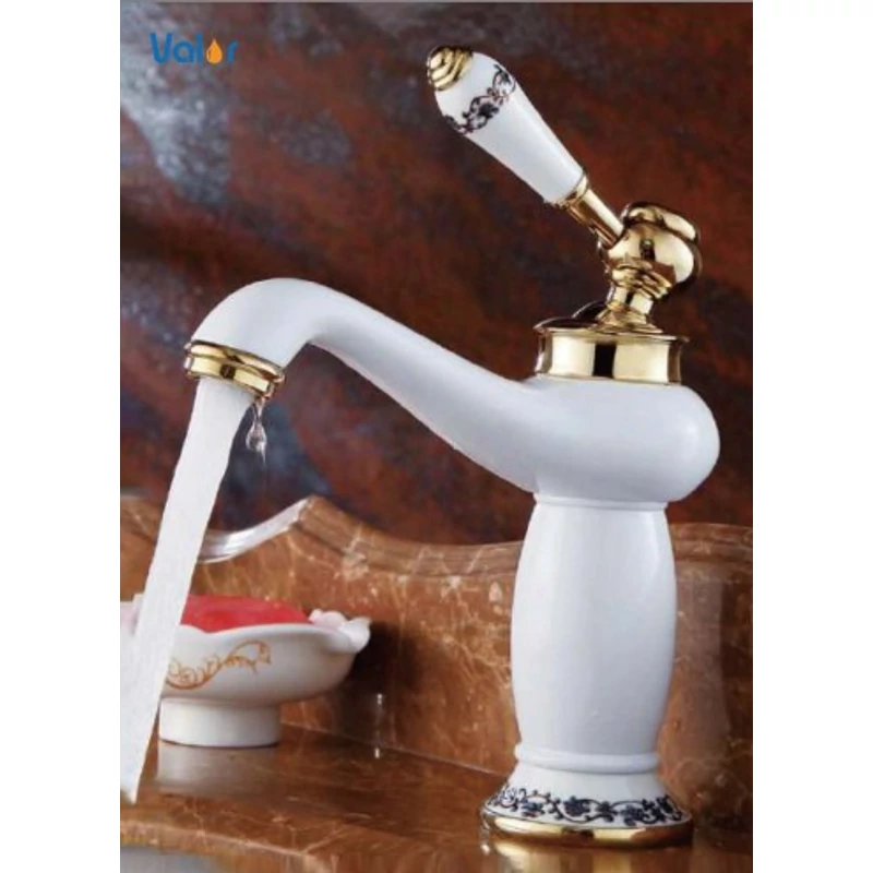 Izmir White & Gold Retro bateria umywalkowa