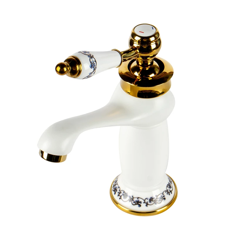 Izmir White & Gold Retro bateria umywalkowa