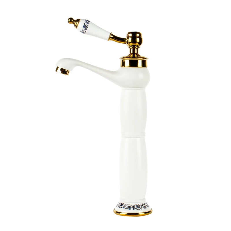 Izmir White & Gold Podwyższona retro bateria umywalkowa