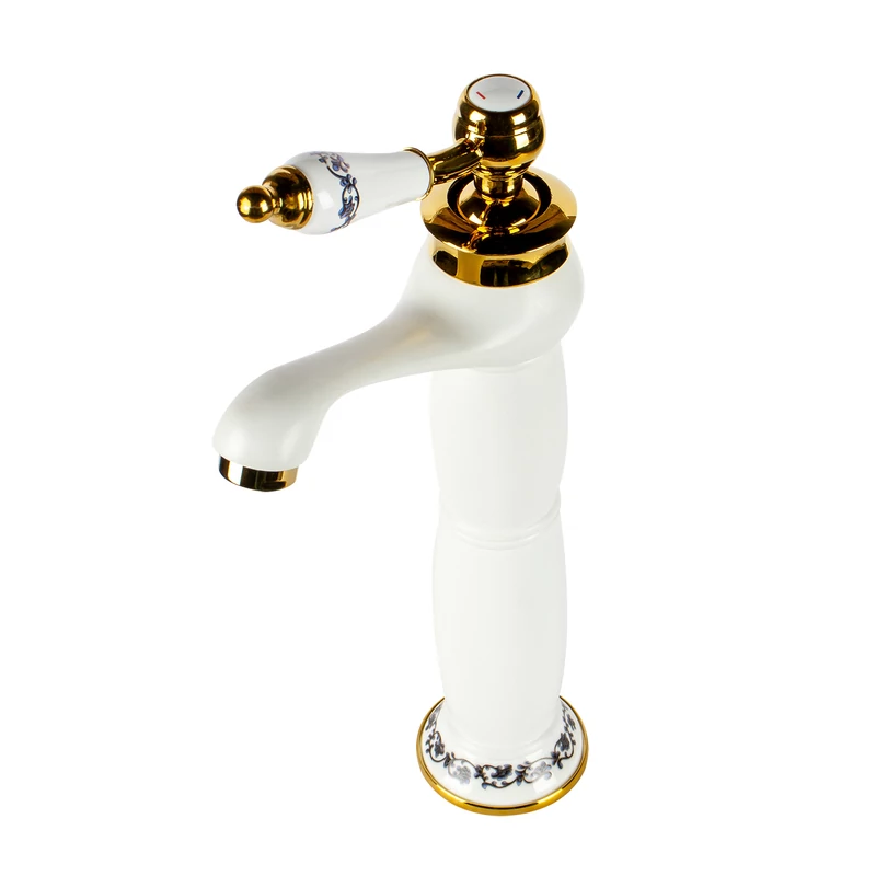 Izmir White & Gold vyšší retro umyvadlová baterie