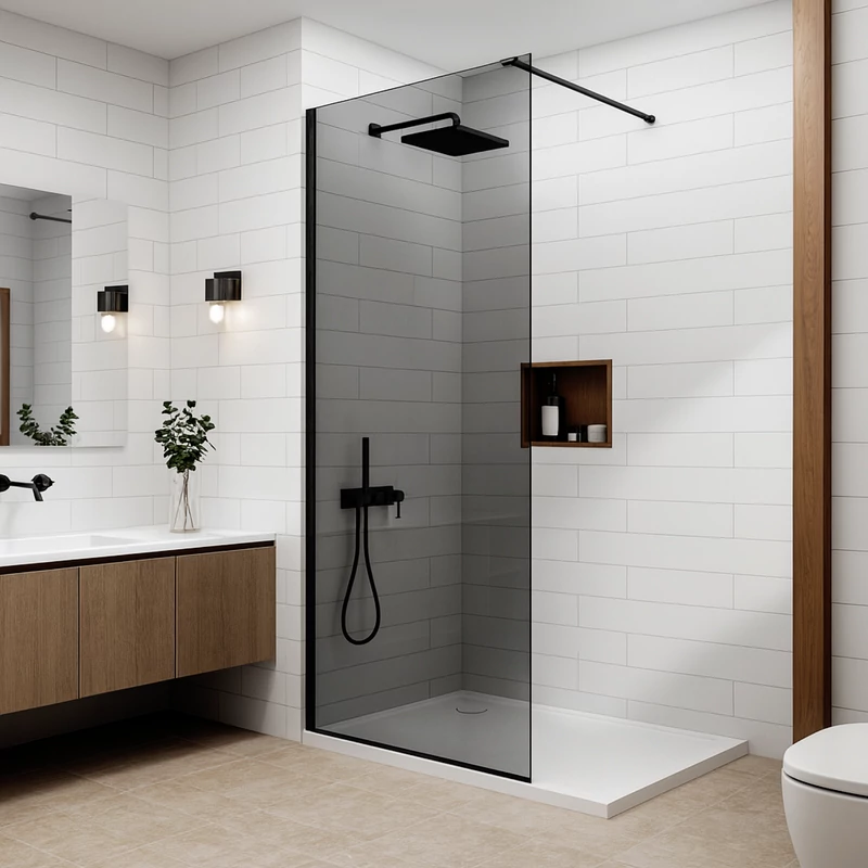 Walk-in Black ścianka prysznicowa, z przydymionym szkłem 80, 200cm, 8mm