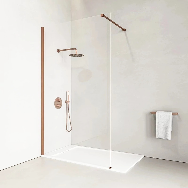 Walk-in Rose Gold zuhanyfal 80, 200cm, 8mm