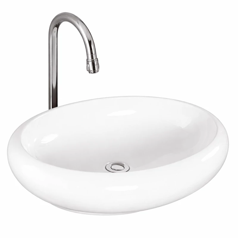 MERANO || umywalka nablatowa, ceramika, biały, owalny