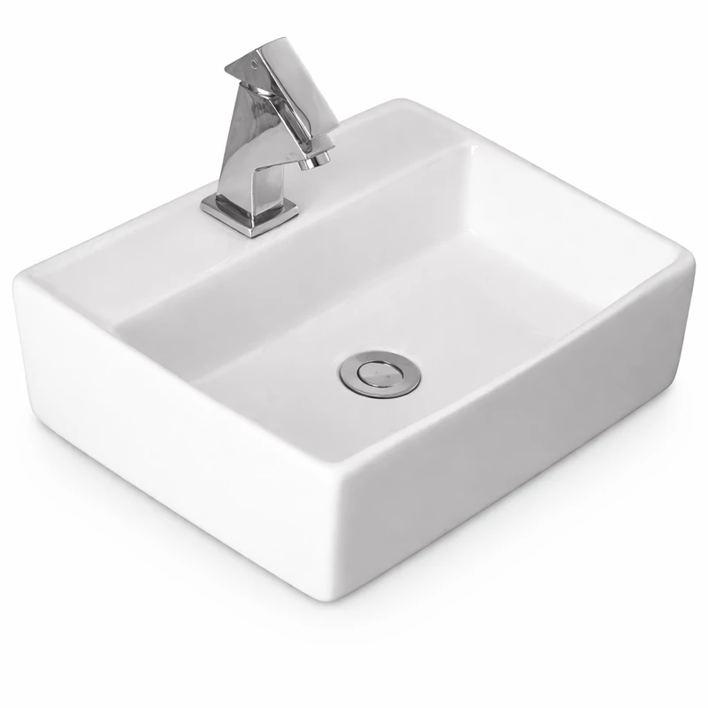 LINZ || umywalka nablatowa, ceramika, biały, kwadratowy