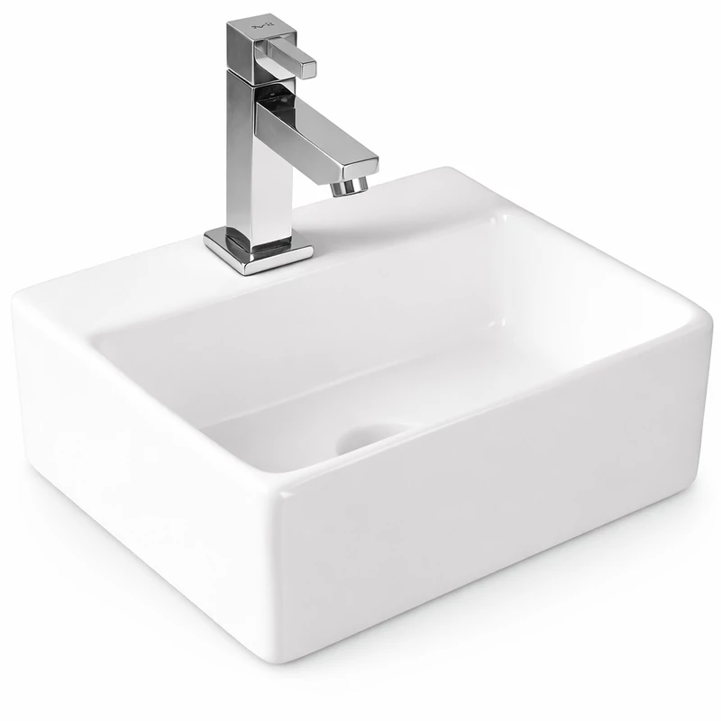 LAGE || umywalka nablatowa, ceramika, biały, kwadratowy