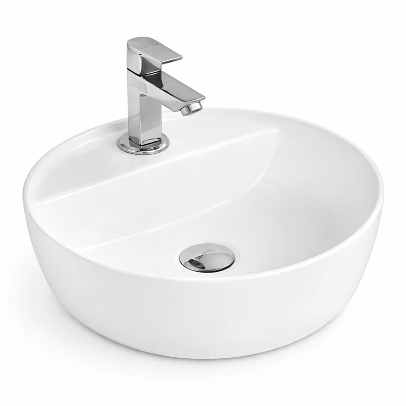 MONTERO 40 || umywalka nablatowa, ceramika, biały, zaokrąglony kształt