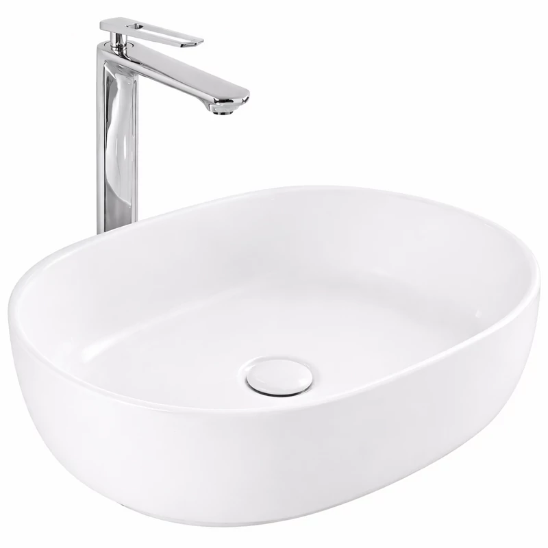 LIGNANO || umywalka nablatowa, ceramika, biały, owalny