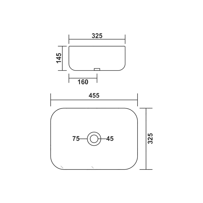 BERLIN || umywalka nablatowa, ceramika, biały, prostokątny