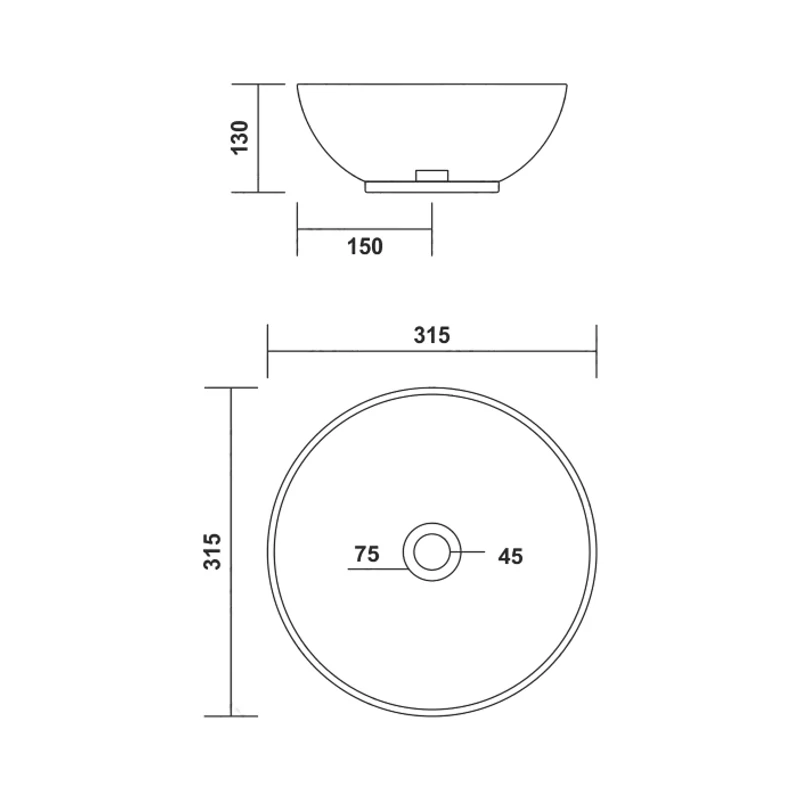 PARMA || umywalka nablatowa, ceramika, biały, okrągły