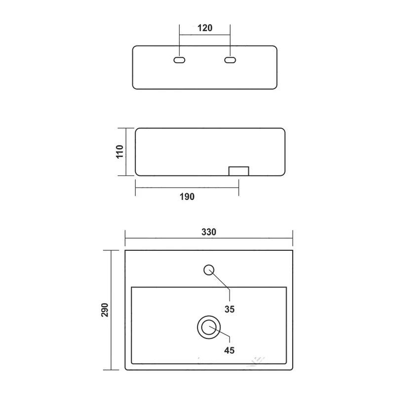 LAGE || umywalka nablatowa, ceramika, biały, kwadratowy