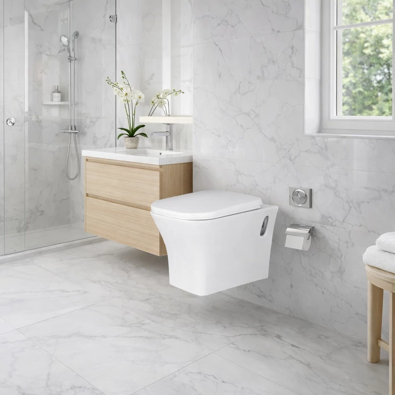 OSLO || WC mísa s hlubokým splachováním a slim WC sedátkem, keramika, bílá