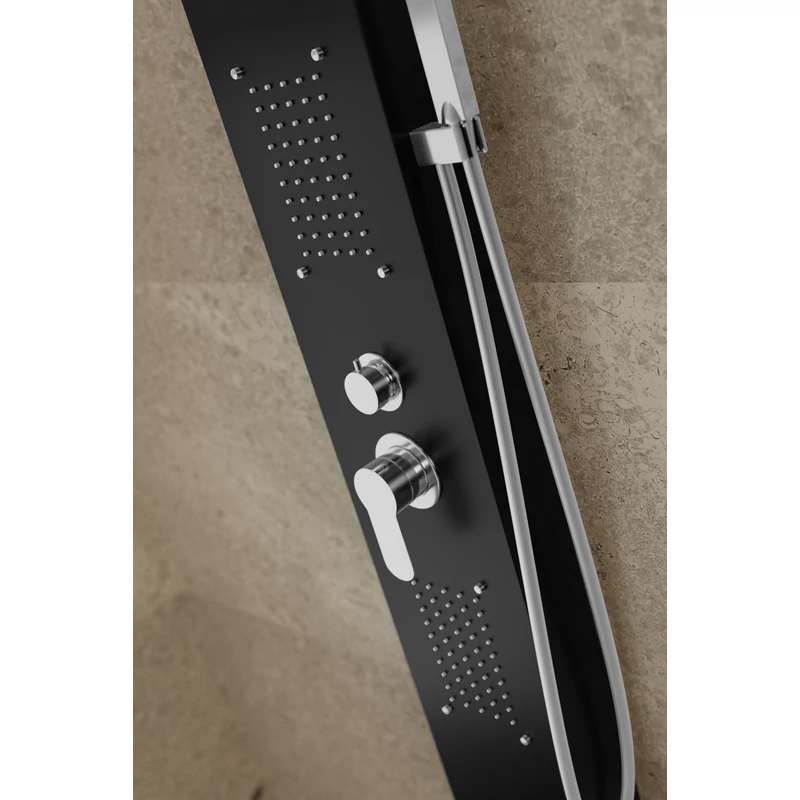 Merin Black panel prysznicowy, stal nierdzewna