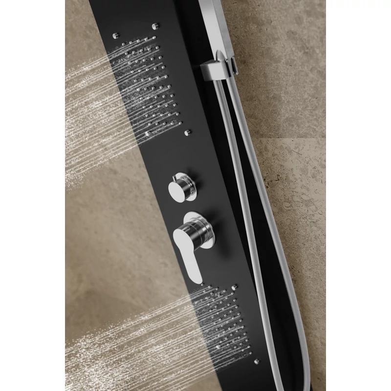 Merin Black panel prysznicowy, stal nierdzewna