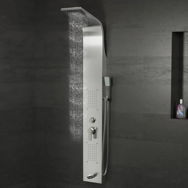 Merin Silver Sprchový panel, z nerezové oceli