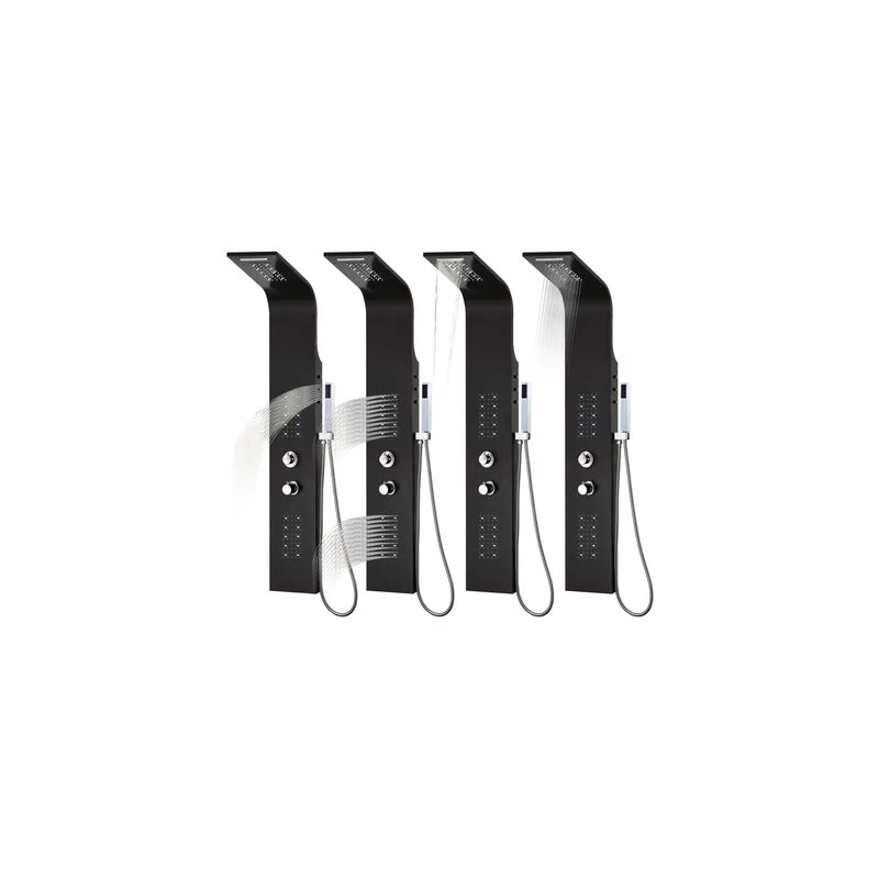 Verona Black termostatyczny panel prysznicowy, stal nierdzewna, LED